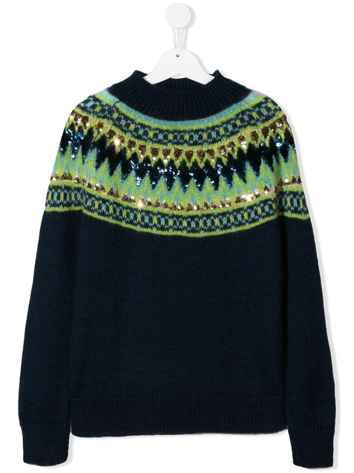 Alberta Ferretti Kids Teen Sequin Detail Jumper - Blue