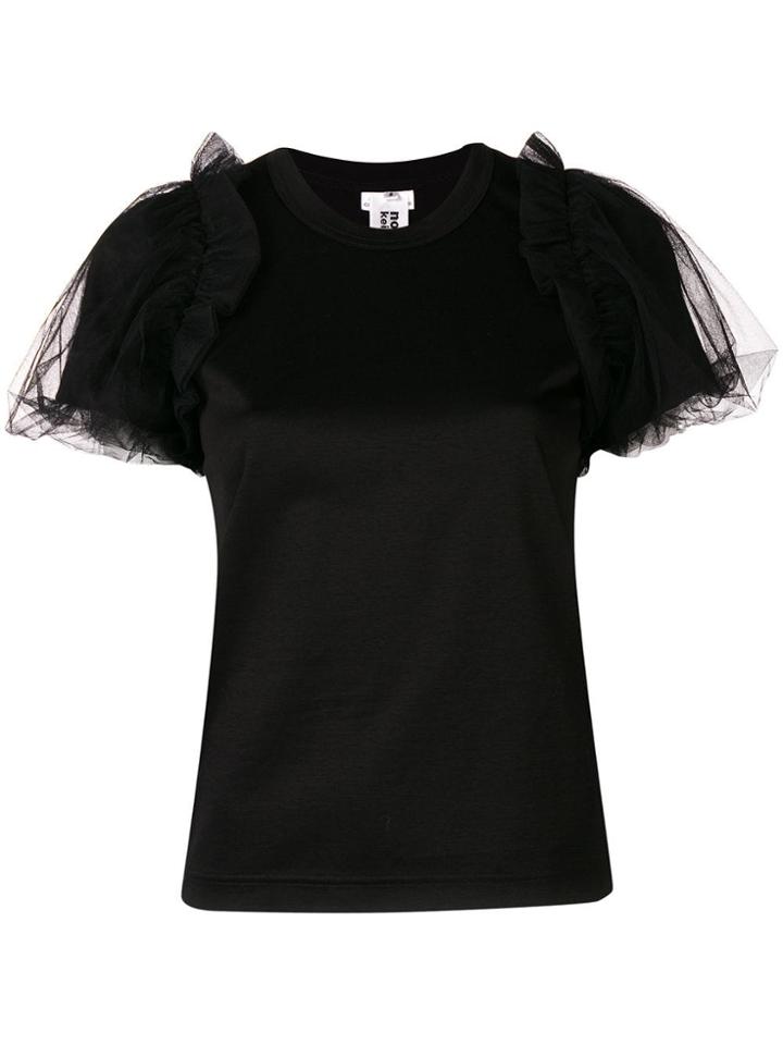 Comme Des Garçons Noir Kei Ninomiya Ruffled Sleeve T-shirt - Black