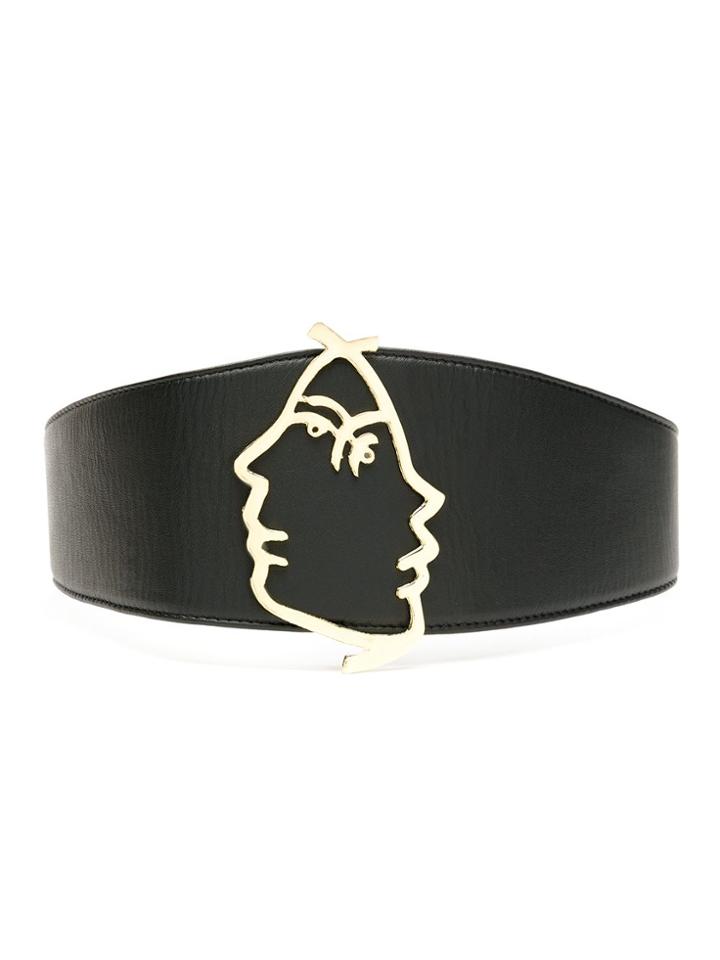 Framed Lovers Leather Belt - Black