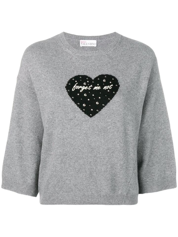 Red Valentino Forget Me Not Heart Jumper - Grey