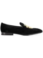 Billionaire Embroidered Logo Loafers - Black