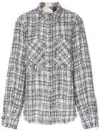 Faith Connexion Woven Check Print Oversized Shirt Jacket - White