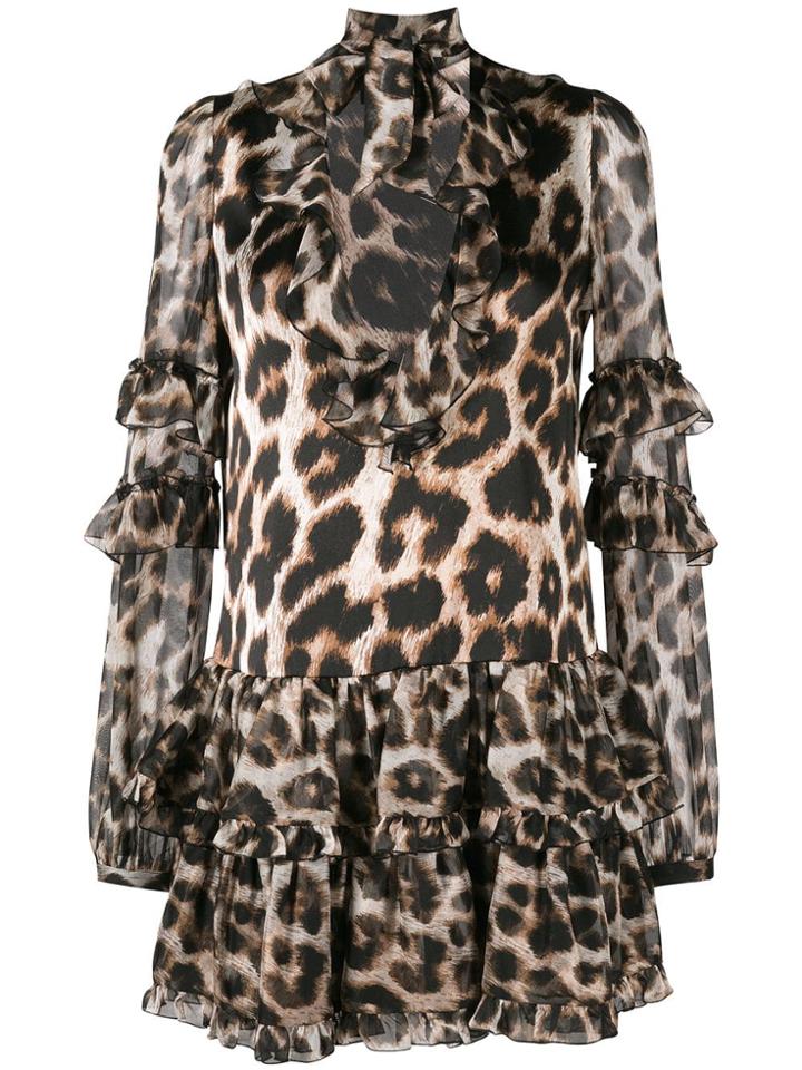 Philipp Plein Leopard Print Mini Dress - Neutrals