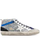 Golden Goose Deluxe Brand Metallic Mid Star Glitter Embellished Hi-top