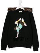 Fendi Kids Teen Ff Style Hoodie - Black