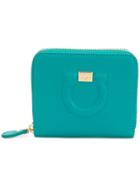 Salvatore Ferragamo Zip Around Logo Purse - Blue