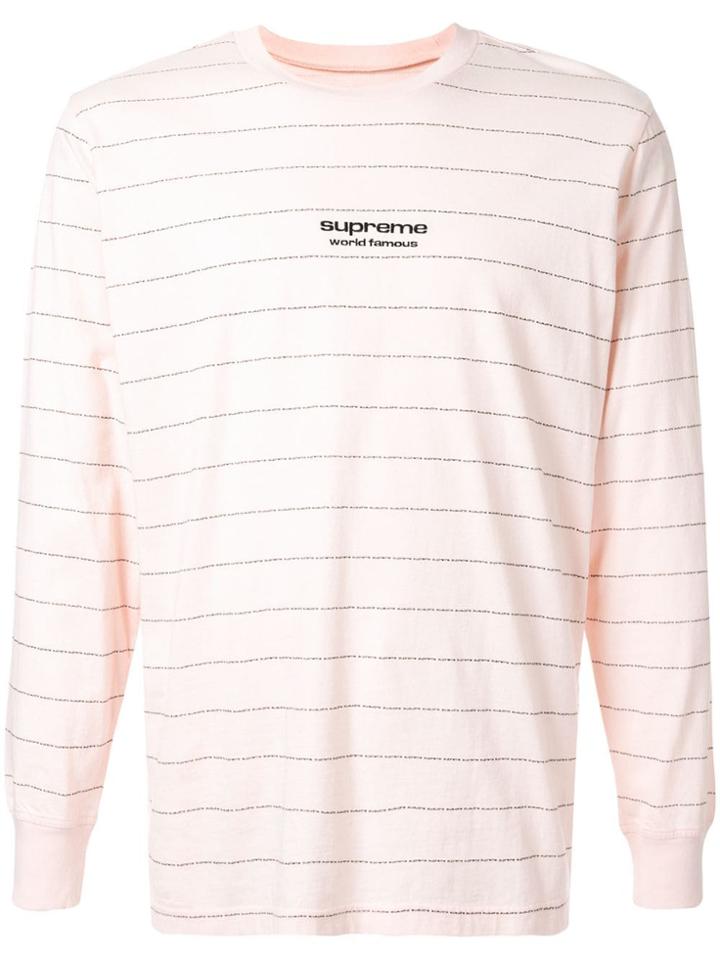 Supreme Logo Stripe Top - Pink