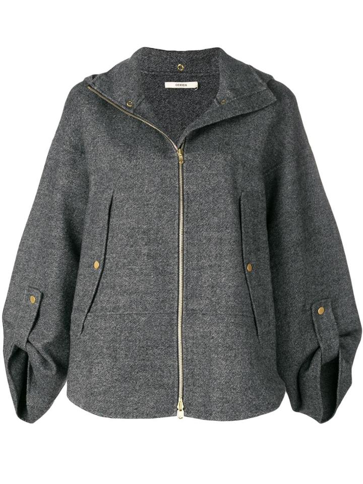 Odeeh Detachable Hood Poncho - Grey