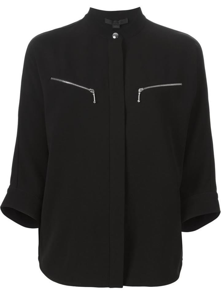 Alexander Wang Band Collar Blouse, Women's, Size: 4, Black, Triacetate/polyester