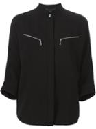 Alexander Wang Band Collar Blouse, Women's, Size: 4, Black, Triacetate/polyester