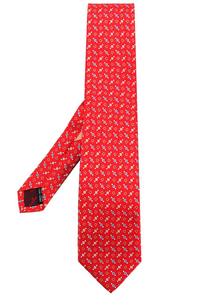 Salvatore Ferragamo Printed Gancio Tie - Red