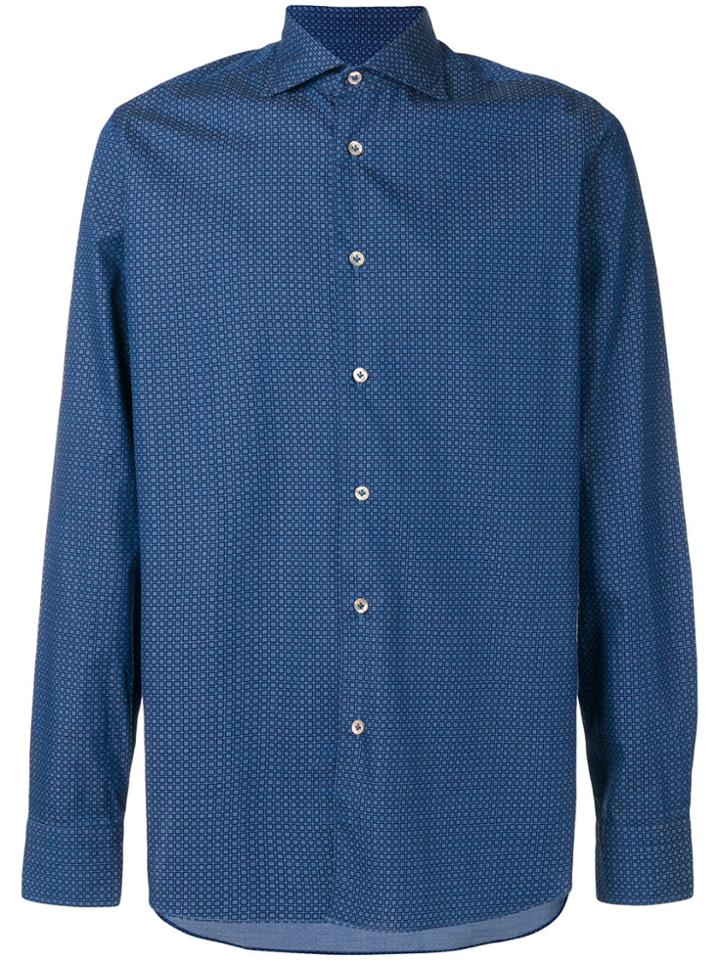 Borriello Micro Print Shirt - Blue