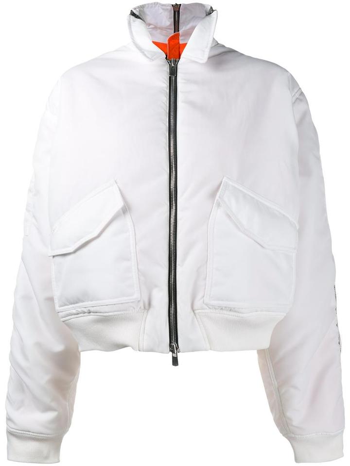 Y / Project Oversized Bomber Jacket, Women's, Size: Xs, White, Cotton/acrylic/polyamide/wool
