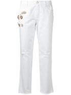 Ermanno Scervino Appliqué Jeans, Women's, Size: 40, White, Cotton/polyester