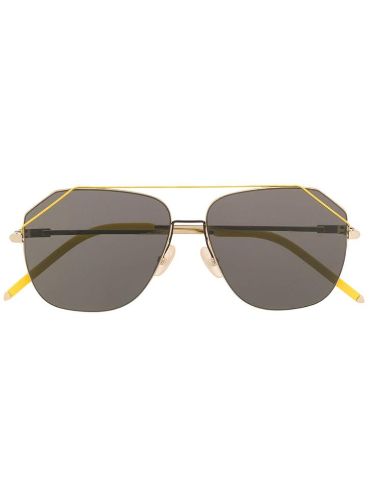 Fendi Eyewear Oversized Aviator Sunglasses - Yellow