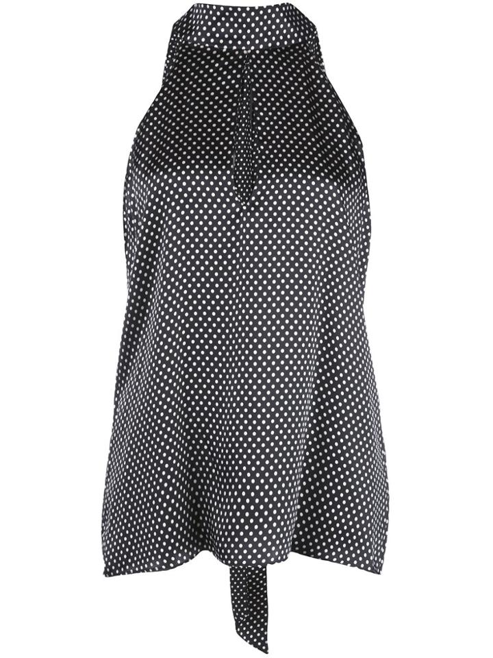 Nili Lotan Polka Dot Key-hole Blouse - Black