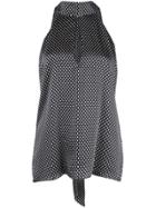 Nili Lotan Polka Dot Key-hole Blouse - Black