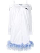 Prada Feather Trim Dress - White