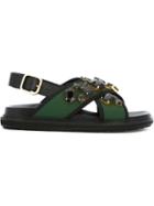 Marni Fussbett Sandals, Women's, Size: 39, Black, Leather/rubber/glass/leather