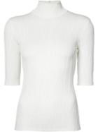 Christian Siriano - Short-sleeve Polo Neck Top - Women - Polyamide/spandex/elastane - 12, White, Polyamide/spandex/elastane