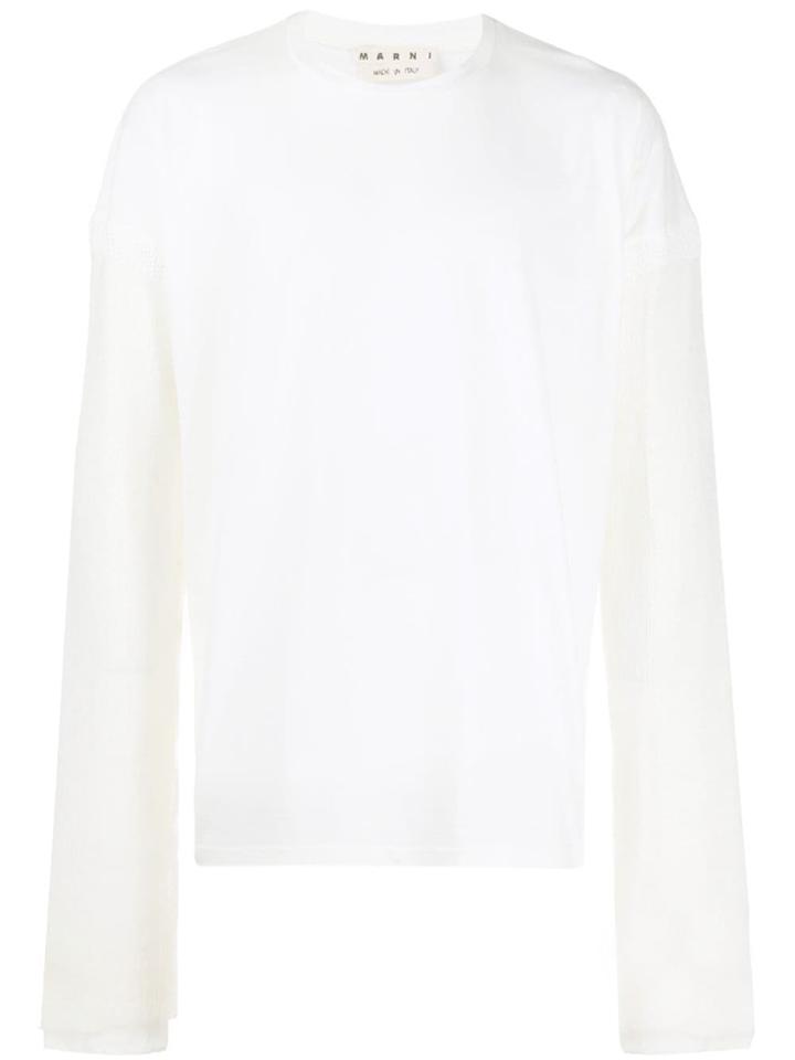 Marni Oversized Contrast Sleeve Sweater - White