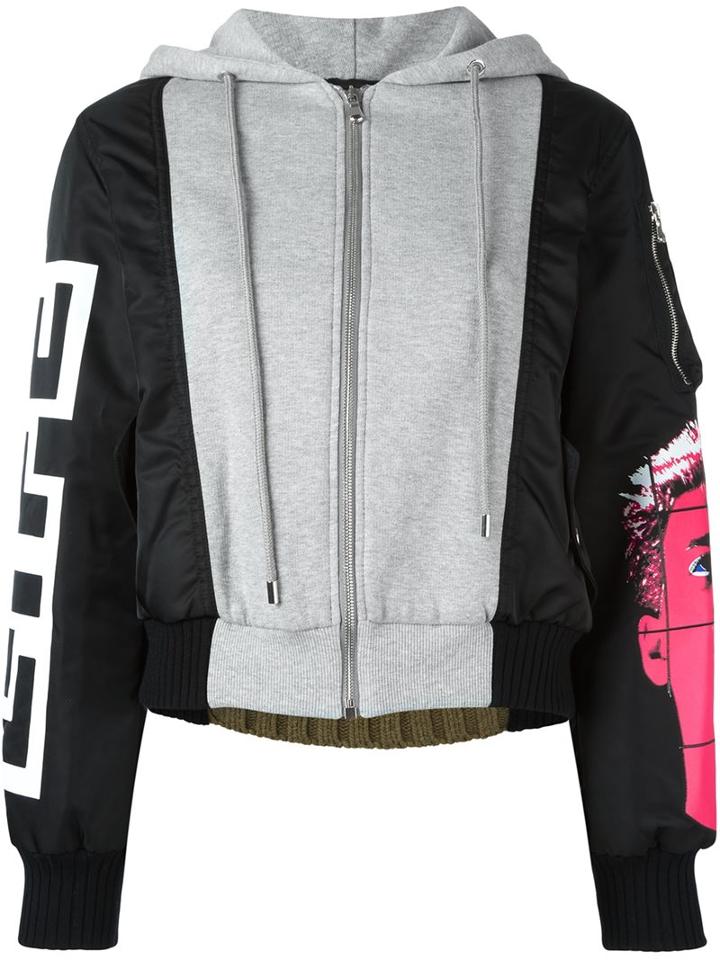 Moschino Panelled Bomber Jacket, Women's, Size: 36, Rayon/polyamide/cotton/polyester