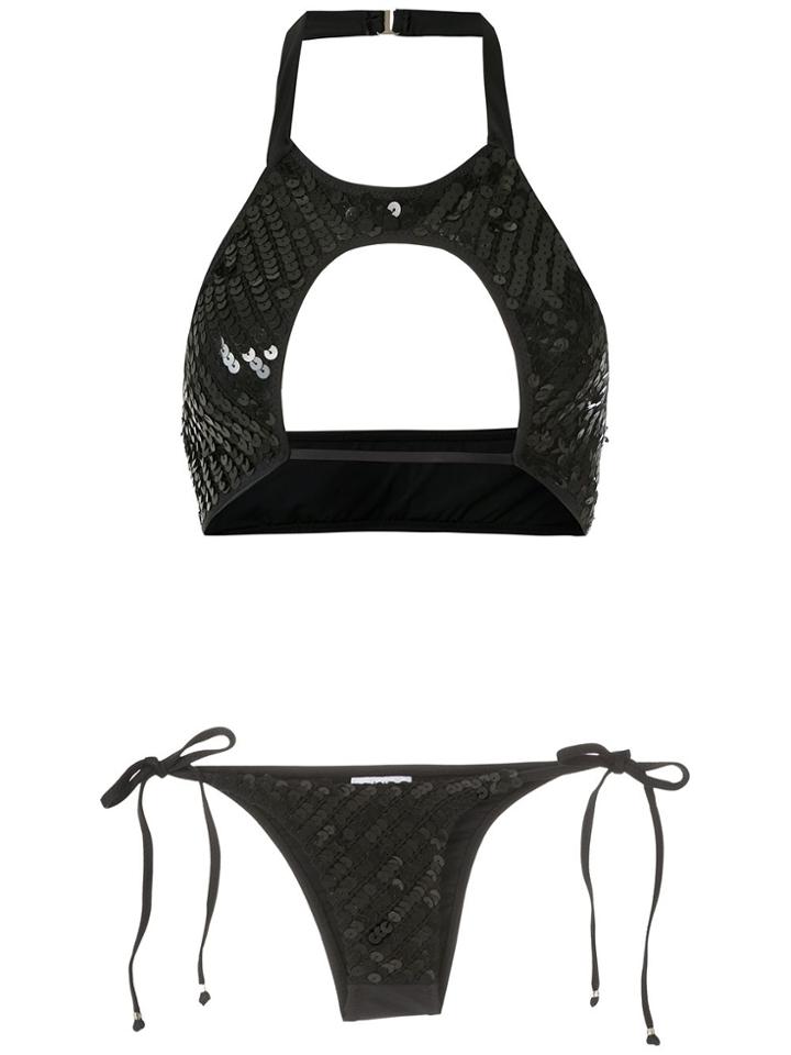 Amir Slama Sequinned Bikini Set - Black