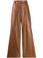 Brunello Cucinelli Wide Leg Leather Trousers - Brown