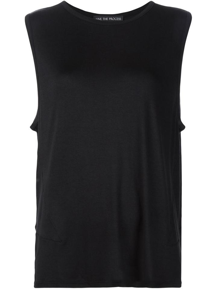 Live The Process Loose Fit Tank Top, Women's, Size: L, Black, Lyocell