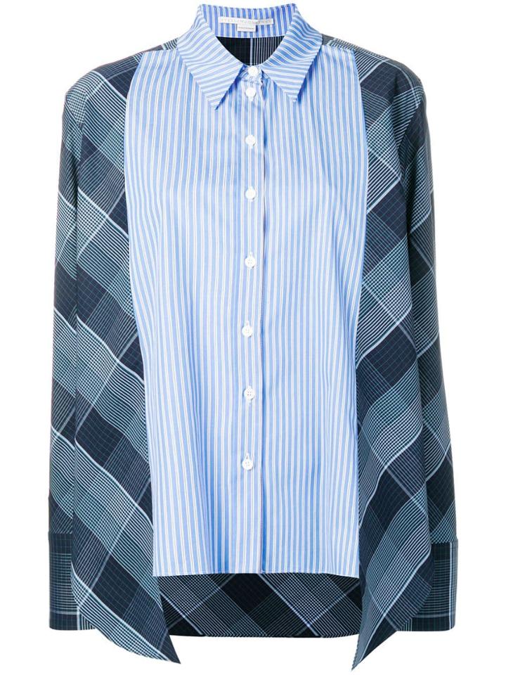 Stella Mccartney Striped Checked Shirt - Blue