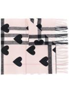 Burberry Hearts House Check Scarf, Women's, Pink/purple, Cashmere