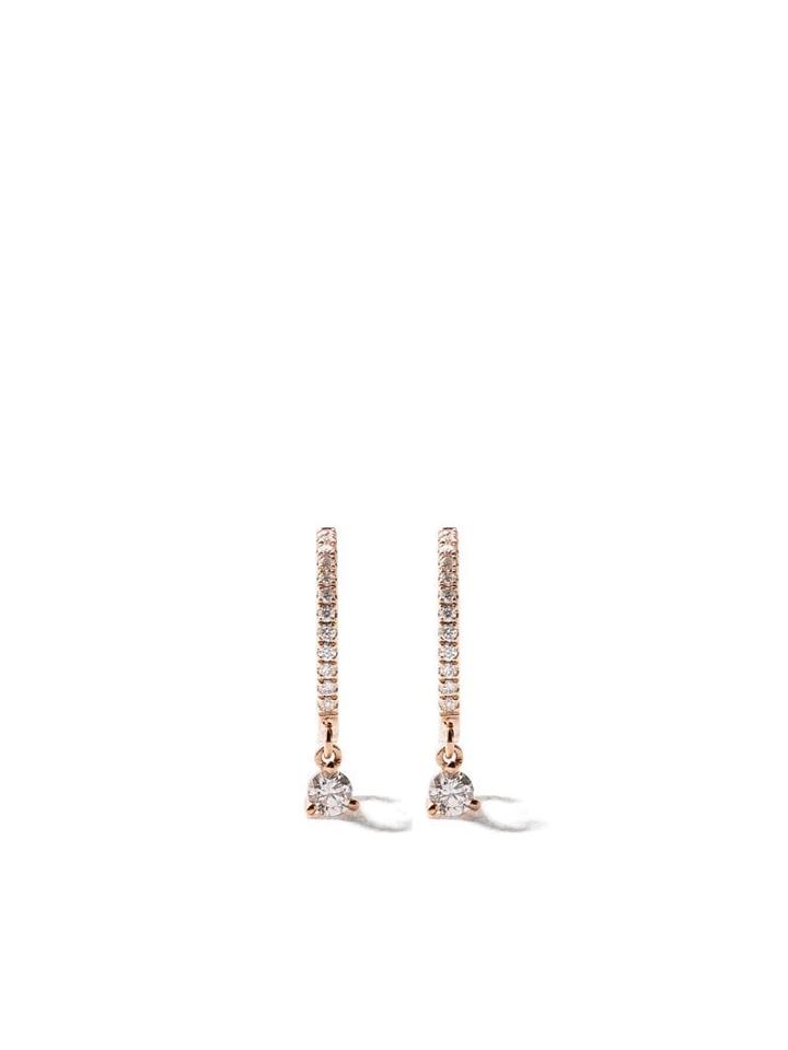 As29 18kt Rose Gold Mini Charm Drop Hoop Diamond Earrings