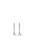 As29 18kt Rose Gold Mini Charm Drop Hoop Diamond Earrings