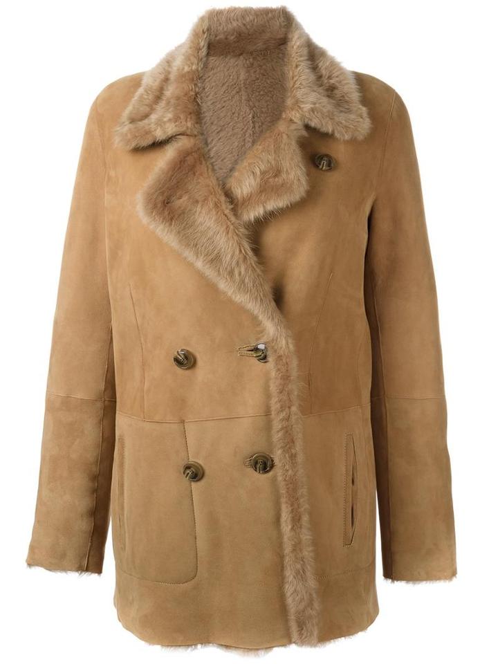 Closed Shearling Peacoat, Women's, Size: Medium, Nude/neutrals, Lamb Skin