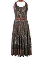 Sophie Theallet Printed Gathered Midi Dress, Women's, Size: 6, Brown, Cotton/polyamide