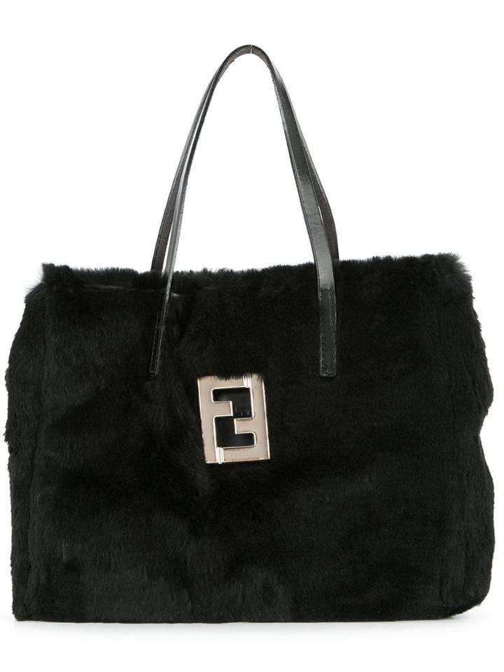 Fendi Vintage Fur Logo Tote - Black
