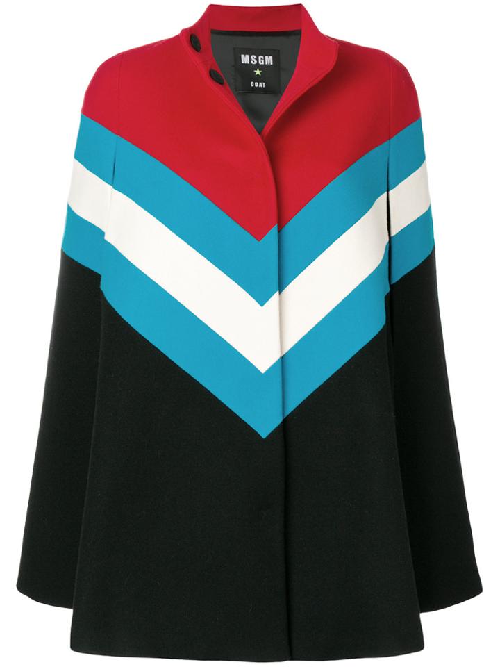 Msgm Colour-block Tailored Coat - Black