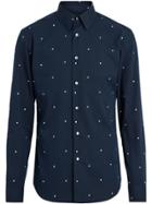 Burberry Slim Fit Polka Dot Cotton Poplin Shirt - Blue
