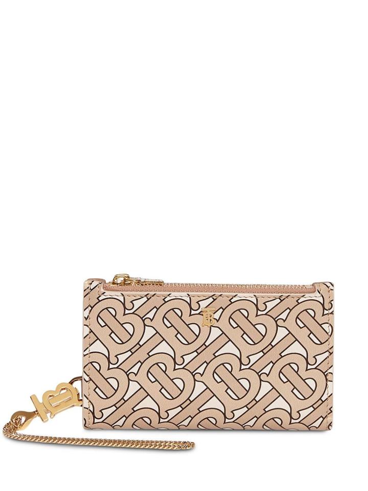Burberry Monogram Motif Leather Wallet With Detachable Strap -