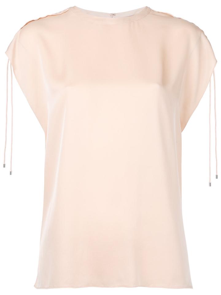 Theory - Malkara Drawstring Blouse - Women - Silk - 2, Women's, Pink/purple, Silk
