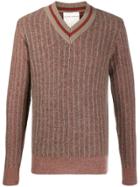 Stephan Schneider Striped V-neck Jumper - Brown