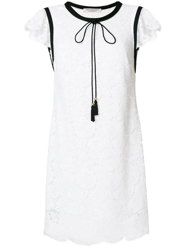Philosophy Di Lorenzo Serafini Contrast Trim Lace Dress - White