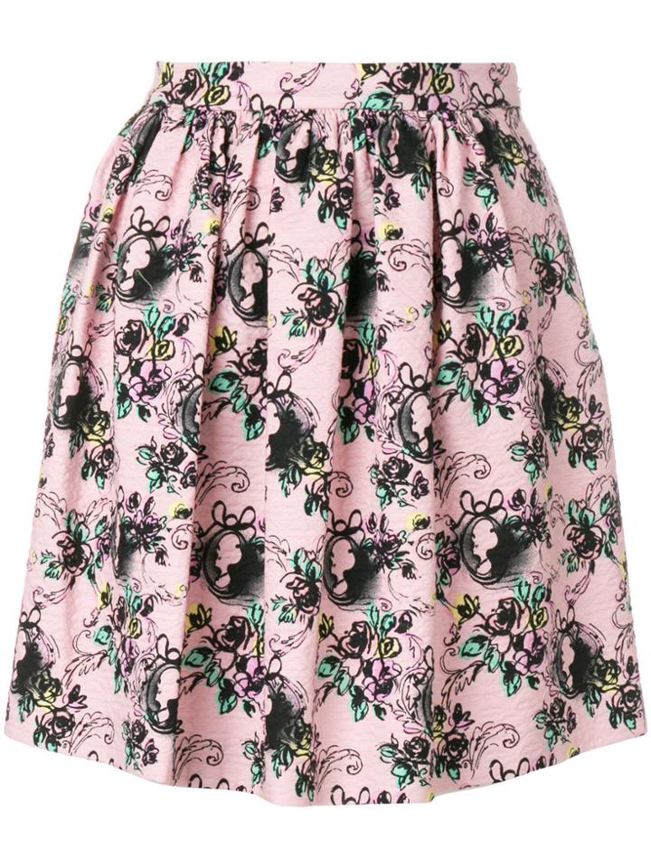 Boutique Moschino Jacquard Pleated Mini Skirt - Pink & Purple