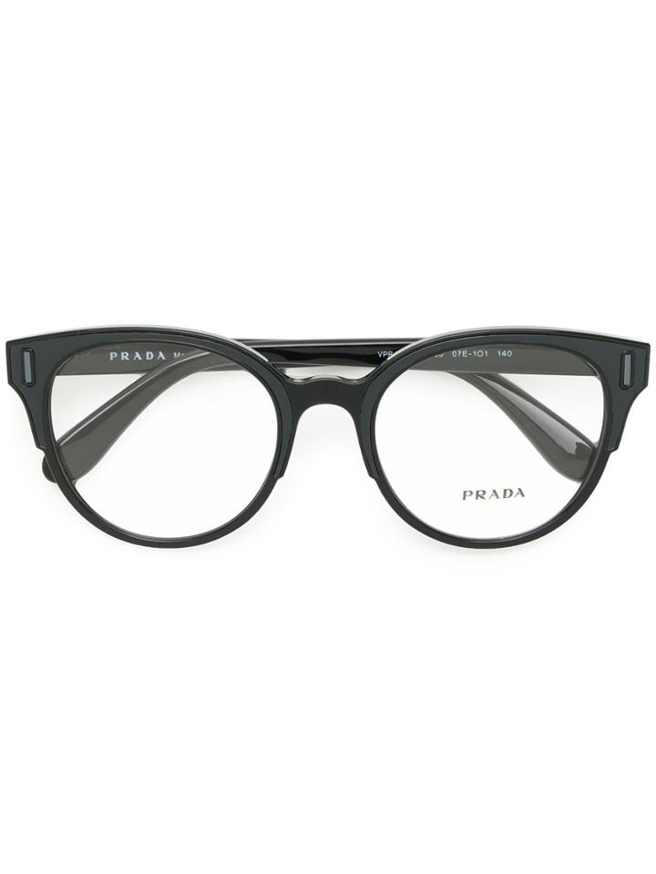 Prada Eyewear Rounded Cat Eye Glasses - Black