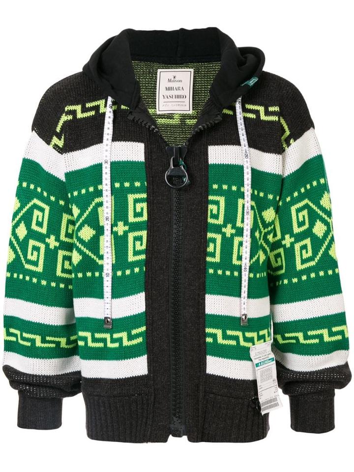 Maison Mihara Yasuhiro Knitted Zip-up Hoodie - Green