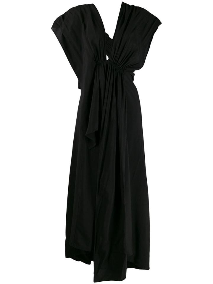 Yohji Yamamoto Draped Midi Dress - Black