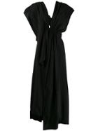Yohji Yamamoto Draped Midi Dress - Black
