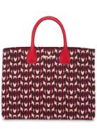 Miu Miu Jacquard And Leather Tote - Red