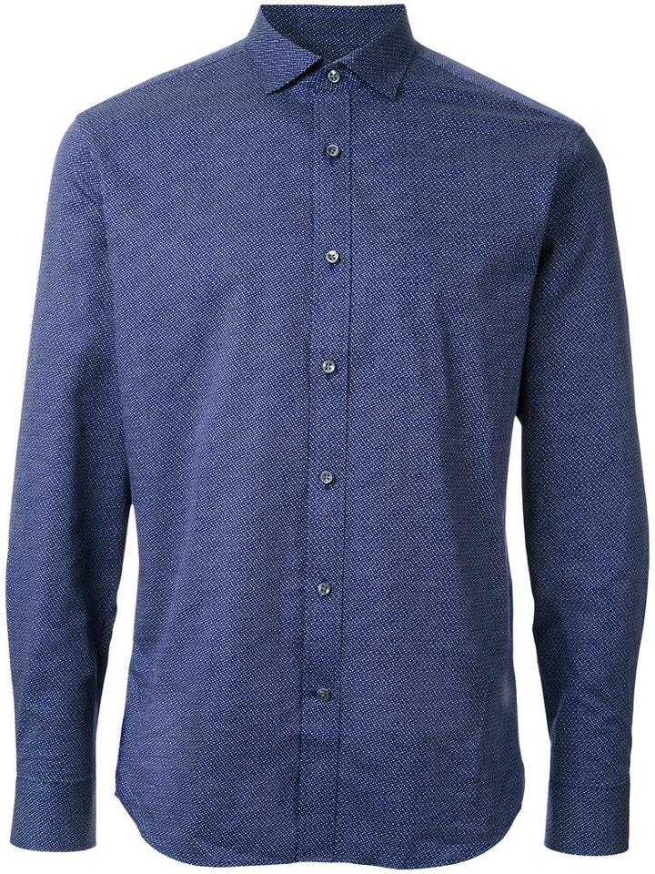 Kent & Curwen Patterned Long Sleeve Shirt, Men's, Size: Small, Black, Cotton