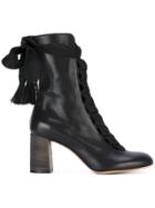Chloé Black Leather Harper Lace Up 70 Boots - Unavailable